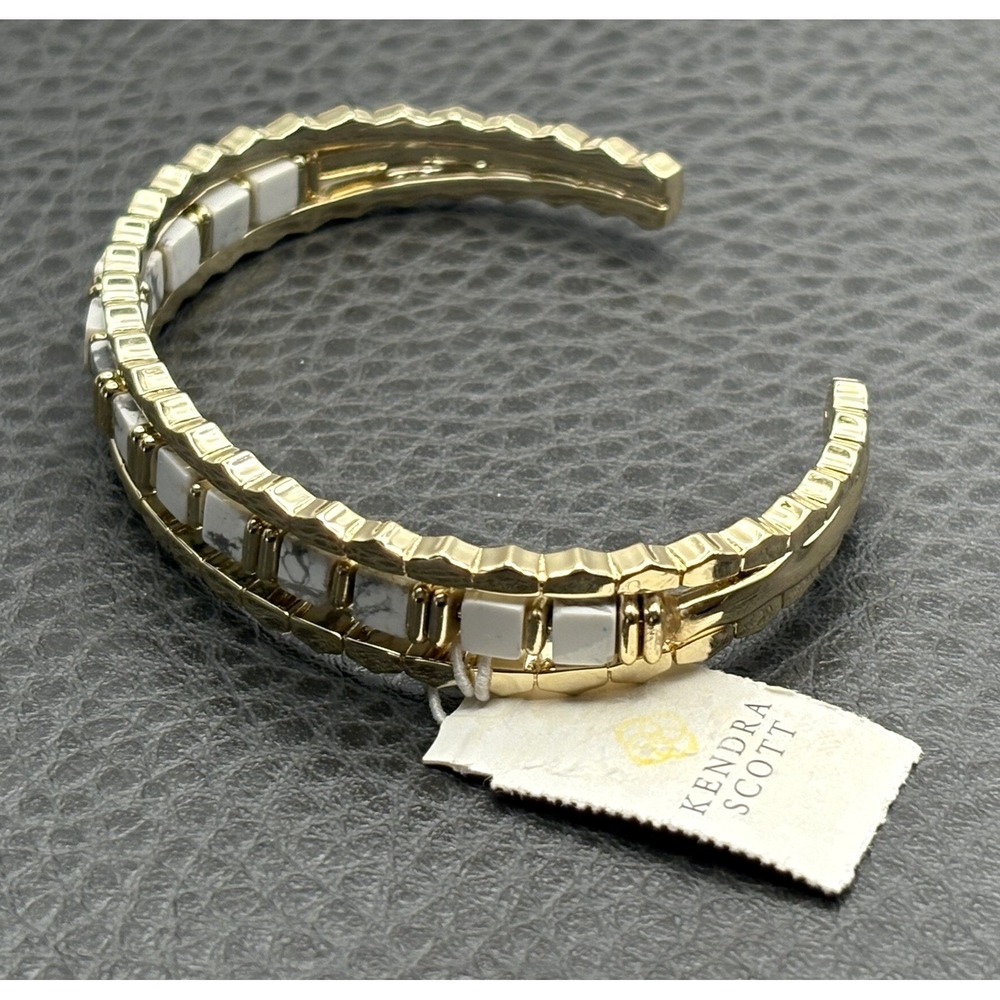 Kendra Scott Ember Gold Tone White Howlite Stone Open Triple Cuff Bracelet w Tag